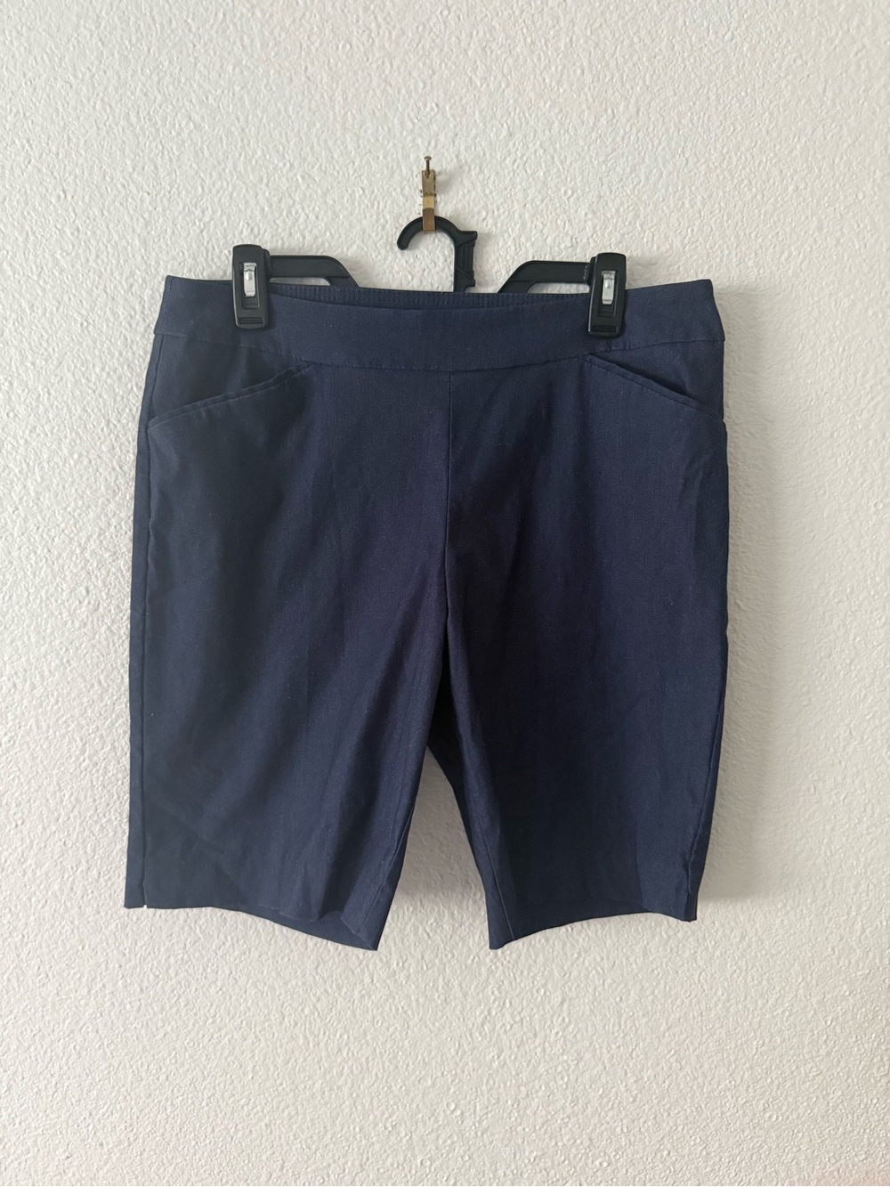 Navy Blue Bermuda Shorts Pull On Stretch